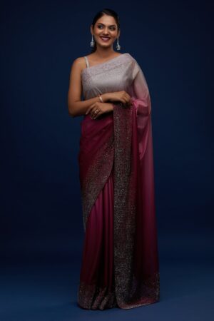 Wine Tissue Designer Saree