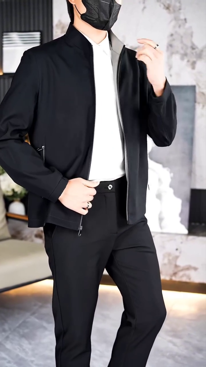 Men’s Classic Black Lightweight Bomber Jacket - Image 7