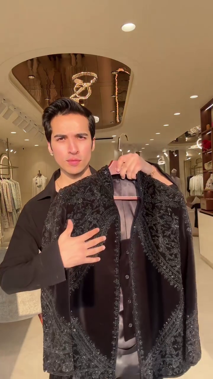 Men’s Luxury Embroidered Indo-Western Jacket - Image 2